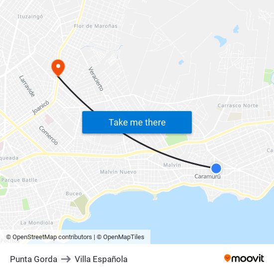 Punta Gorda to Villa Española map