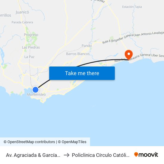 Av. Agraciada & García Morales to Policlinica Círculo Católico Y Asse map