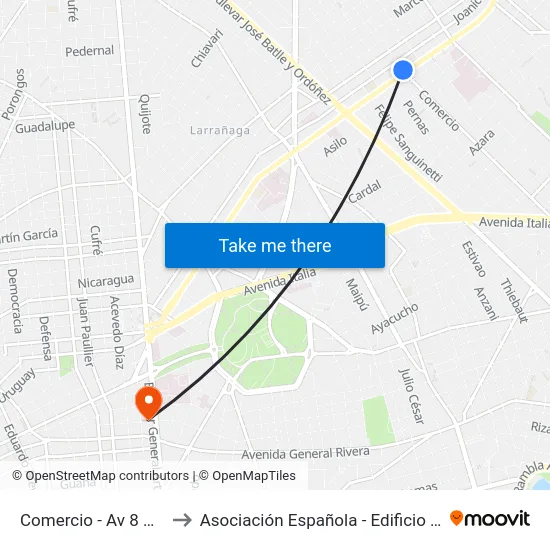 Comercio - Av 8 De Octubre to Asociación Española - Edificio Oscar Magurno map