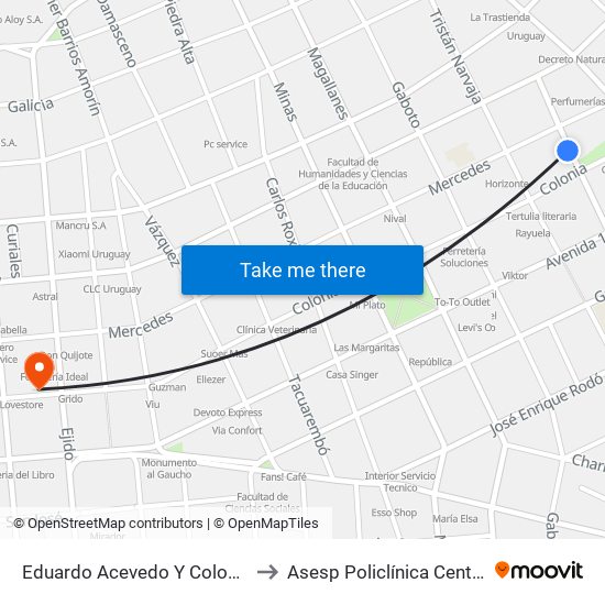 Eduardo Acevedo Y Colonia to Asesp Policlínica Centro map