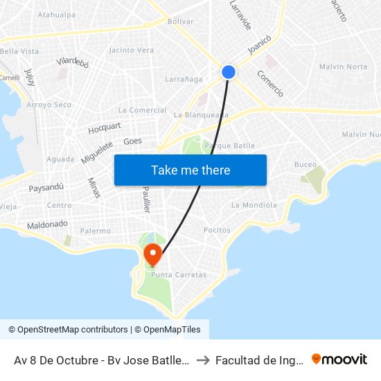 Av 8 De Octubre - Bv Jose Batlle Y Ordoñez to Facultad de Ingeniería map