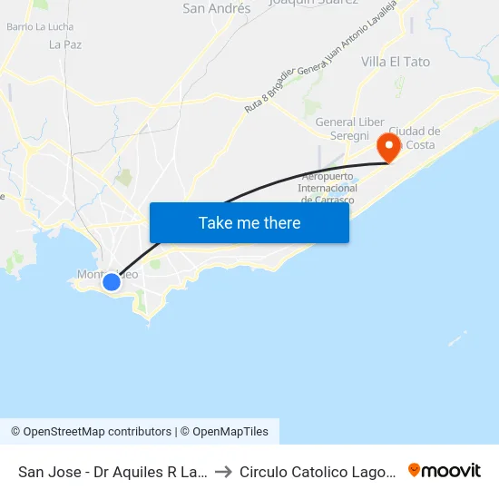 San Jose - Dr Aquiles R Lanza to Circulo Catolico Lagomar map