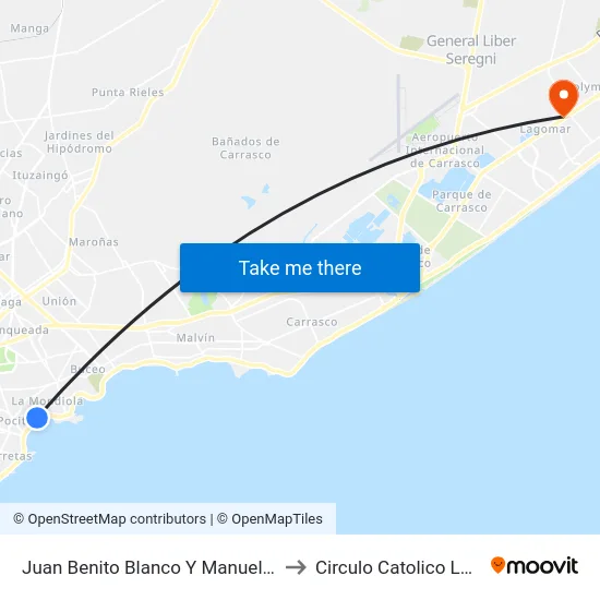Juan Benito Blanco Y Manuel V Pagola to Circulo Catolico Lagomar map