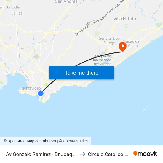 Av Gonzalo Ramirez - Dr Joaquin Requena to Circulo Catolico Lagomar map