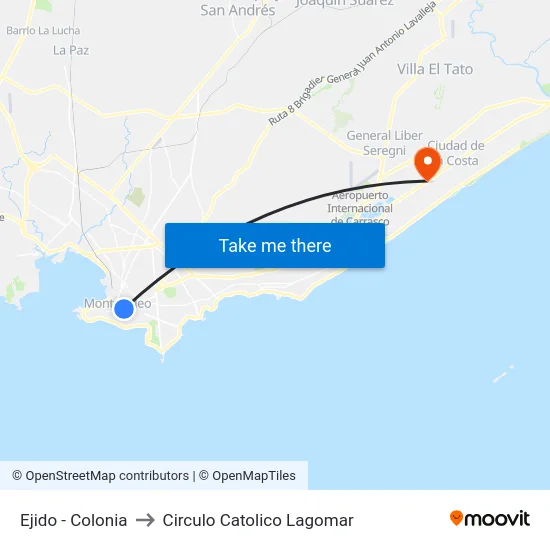 Ejido - Colonia to Circulo Catolico Lagomar map