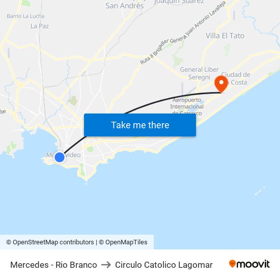 Mercedes - Rio Branco to Circulo Catolico Lagomar map