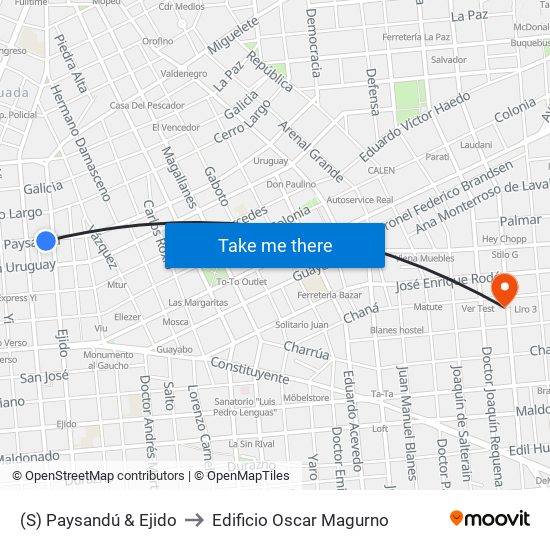 (S) Paysandú & Ejido to Edificio Oscar Magurno map