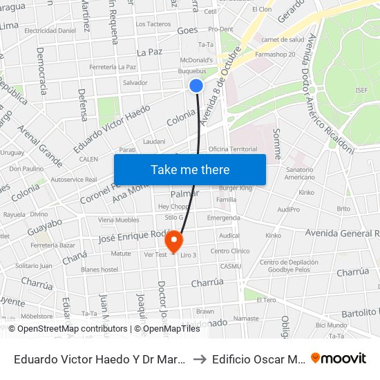 Eduardo Victor Haedo Y Dr Mario Cassinoni to Edificio Oscar Magurno map