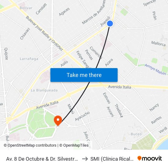 Av. 8 De Octubre & Dr. Silvestre Pérez to SMI (Clínica Ricaldoni) map