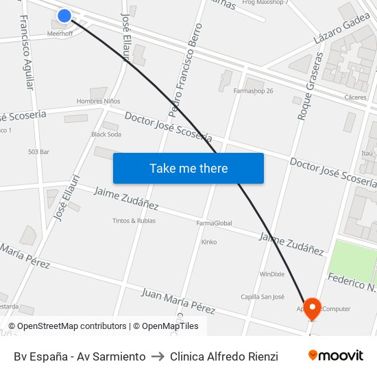 Bv España - Av Sarmiento to Clinica Alfredo Rienzi map