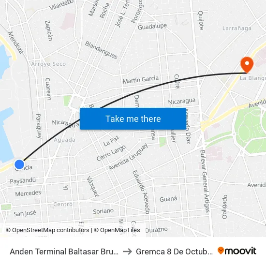 Anden Terminal Baltasar Brum to Gremca 8 De Octubre map