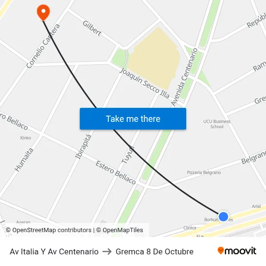 Av Italia Y Av Centenario to Gremca 8 De Octubre map
