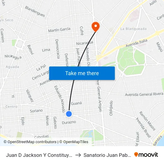 Juan D Jackson Y Constituyente to Sanatorio Juan Pablo II map