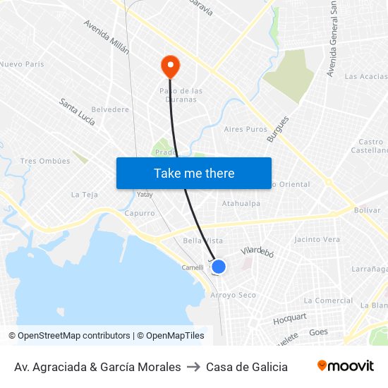 Av. Agraciada & García Morales to Casa de Galicia map