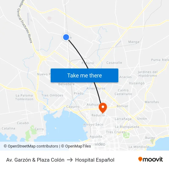 Av. Garzón & Plaza Colón to Hospital Español map