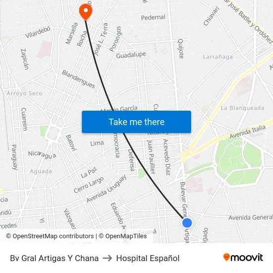Bv Gral Artigas Y Chana to Hospital Español map