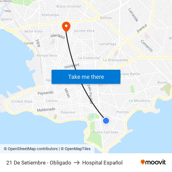 21 De Setiembre - Obligado to Hospital Español map