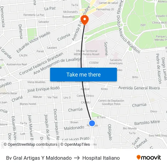 Bv Gral Artigas Y Maldonado to Hospital Italiano map