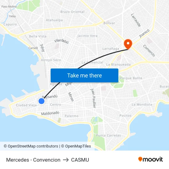 Mercedes - Convencion to CASMU map