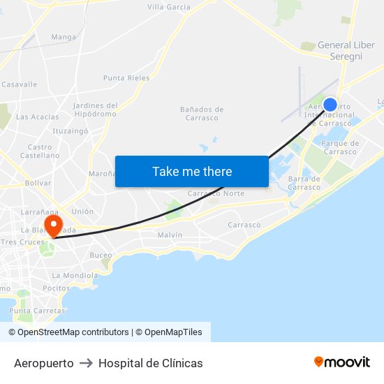 Aeropuerto to Hospital de Clínicas map