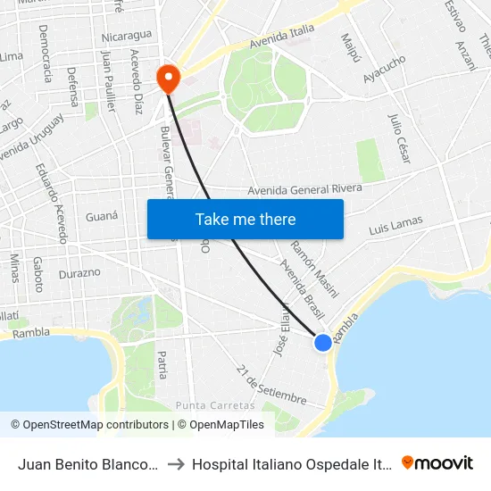 Juan Benito Blanco - Bv España to Hospital Italiano Ospedale Italiano Umberto I map