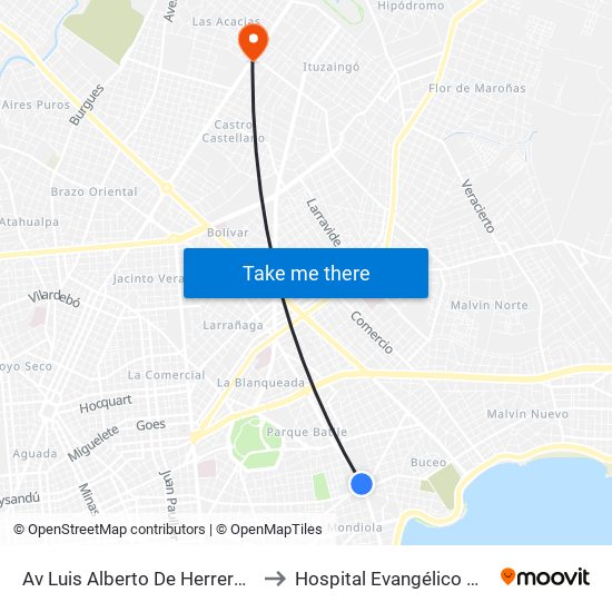 Av Luis Alberto De Herrera Y Horacio to Hospital Evangélico Mutualista map