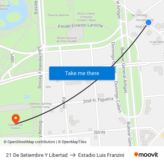 21 De Setiembre Y Libertad to Estadio Luis Franzini map