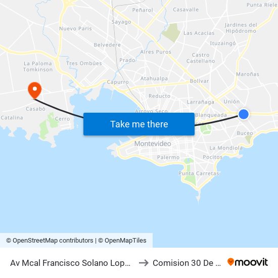 Av Mcal Francisco Solano Lopez - Av Italia to Comision 30 De Agosto map