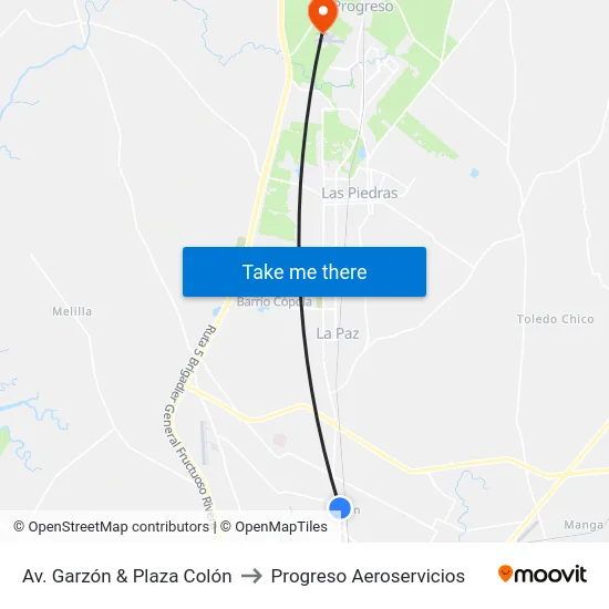 Av. Garzón & Plaza Colón to Progreso Aeroservicios map