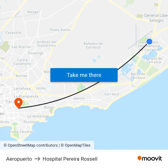 Aeropuerto to Hospital Pereira Rossell map