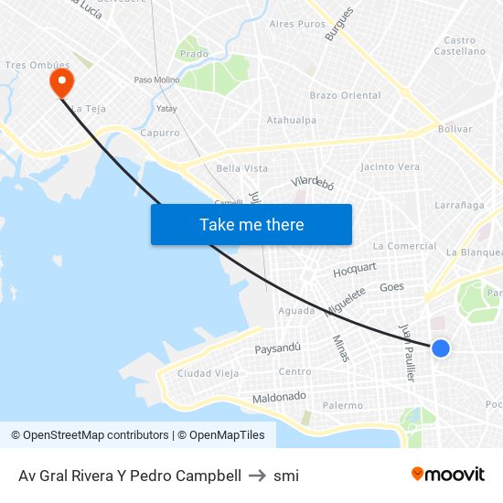 Av Gral Rivera Y Pedro Campbell to smi map