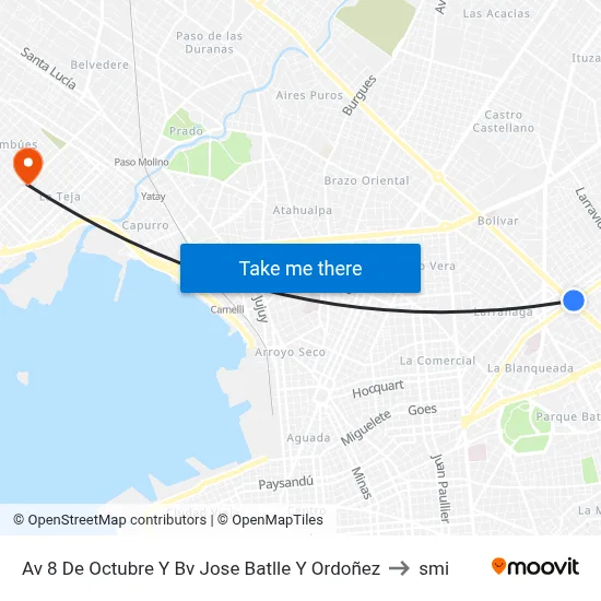 Av 8 De Octubre Y Bv Jose Batlle Y Ordoñez to smi map
