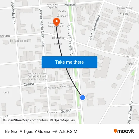 Bv Gral Artigas Y Guana to A.E.P.S.M map
