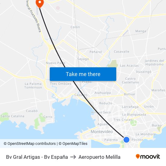 Bv Gral Artigas - Bv España to Aeropuerto Melilla map