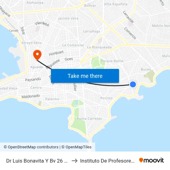Dr Luis Bonavita Y Bv 26 De Marzo to Instituto De Profesores Artigas map
