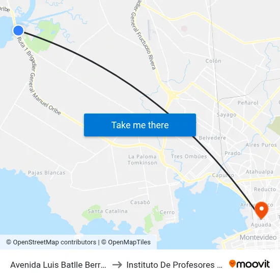 Avenida Luis Batlle Berres, 149 to Instituto De Profesores Artigas map