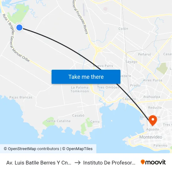 Av. Luis Batlle Berres Y Cno. Albatros to Instituto De Profesores Artigas map