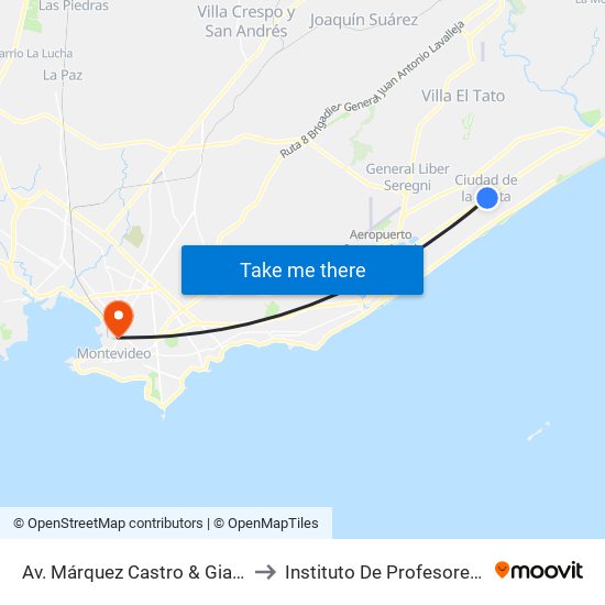 Av. Márquez Castro & Giannattasio to Instituto De Profesores Artigas map