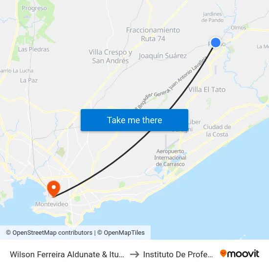 Wilson Ferreira Aldunate & Iturria (Largador Tpm) to Instituto De Profesores Artigas map