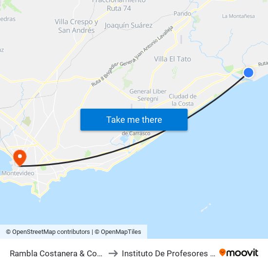 Rambla Costanera & Costa Azul to Instituto De Profesores Artigas map