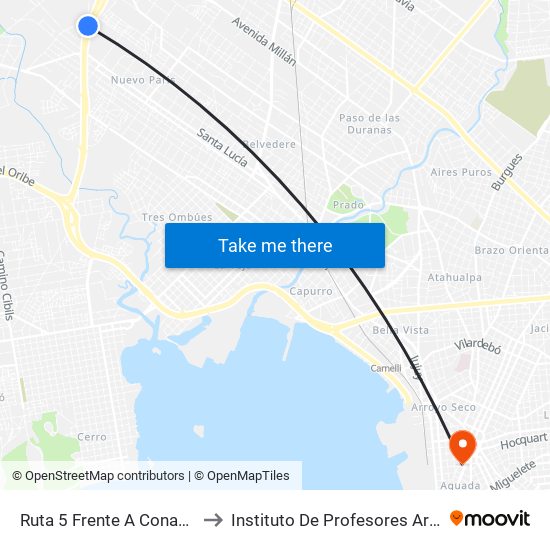 Ruta 5 Frente A Conaprole to Instituto De Profesores Artigas map