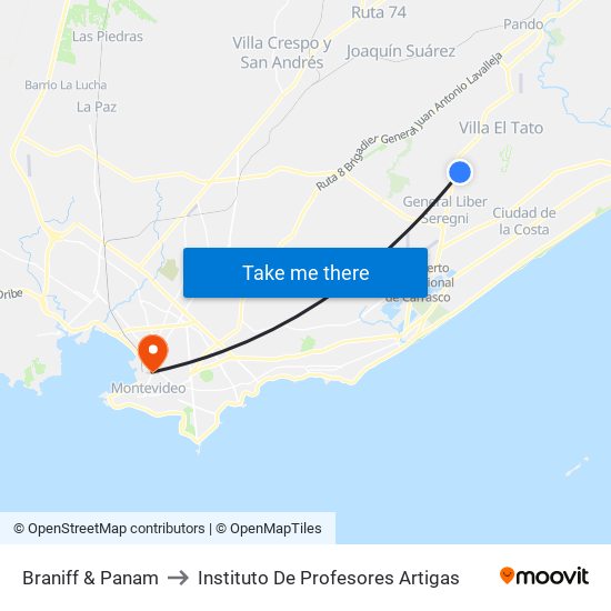 Braniff & Panam to Instituto De Profesores Artigas map