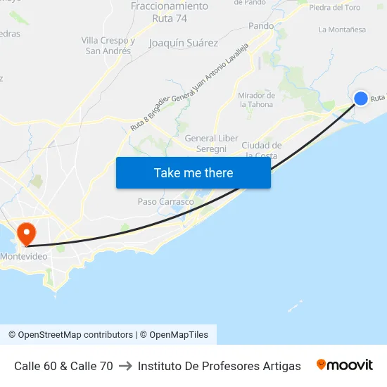 Calle 60 & Calle 70 to Instituto De Profesores Artigas map