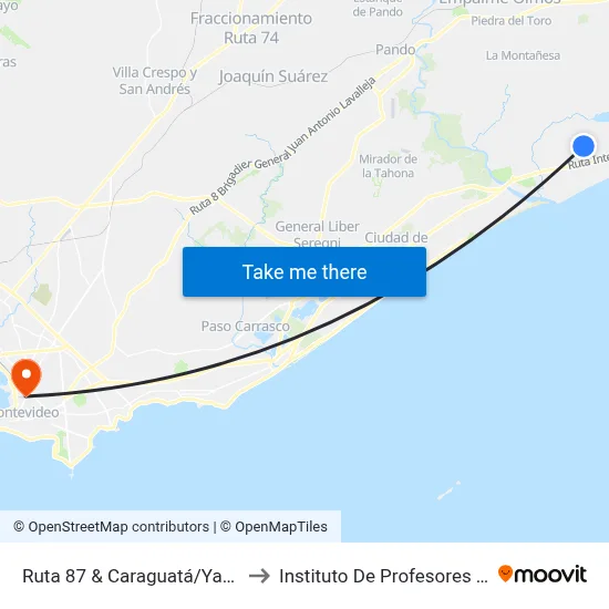 Ruta 87 & Caraguatá/Yandinoca to Instituto De Profesores Artigas map