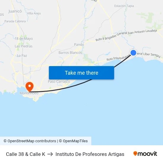 Calle 38 & Calle K to Instituto De Profesores Artigas map