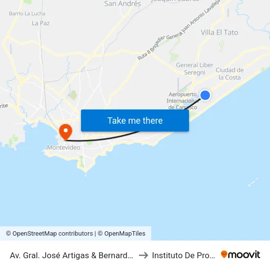 Av. Gral. José Artigas & Bernardo O´Higgins (Costa Urbana) to Instituto De Profesores Artigas map