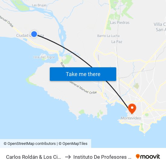 Carlos Roldán & Los Cipreses to Instituto De Profesores Artigas map