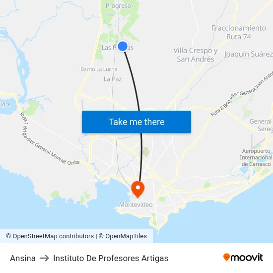 Ansina to Instituto De Profesores Artigas map