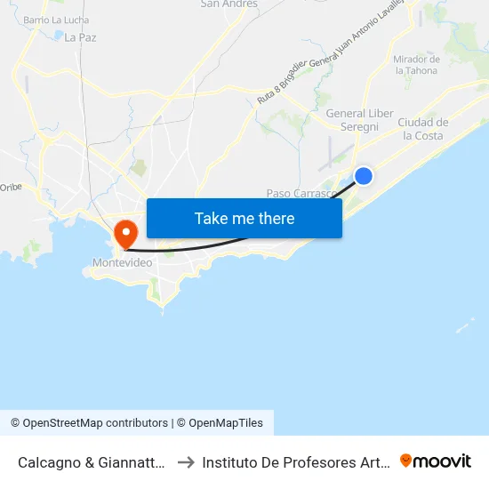 Calcagno & Giannattasio to Instituto De Profesores Artigas map