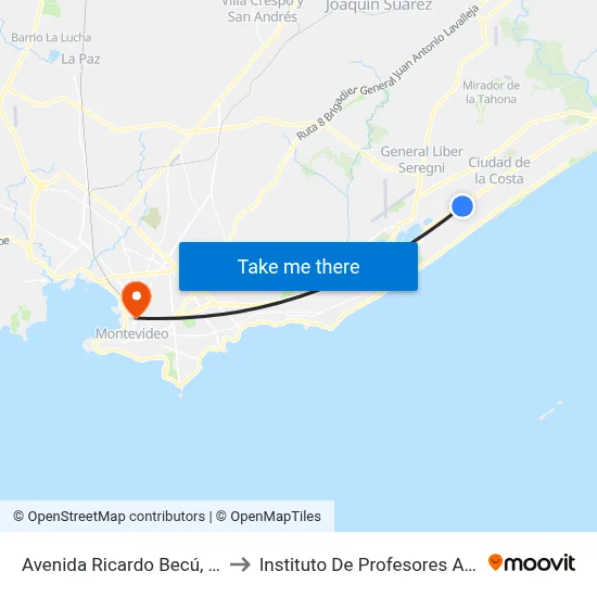 Avenida Ricardo Becú, 9000 to Instituto De Profesores Artigas map
